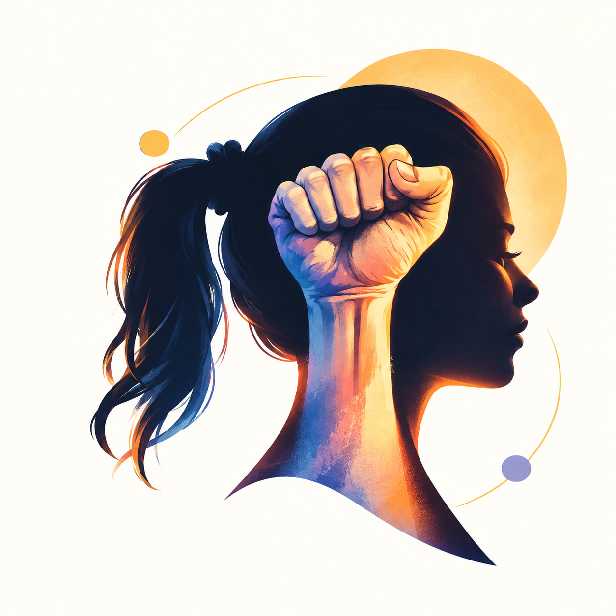 Illustration of a silhouette with a raised fist, representing a safe and respectful workplace